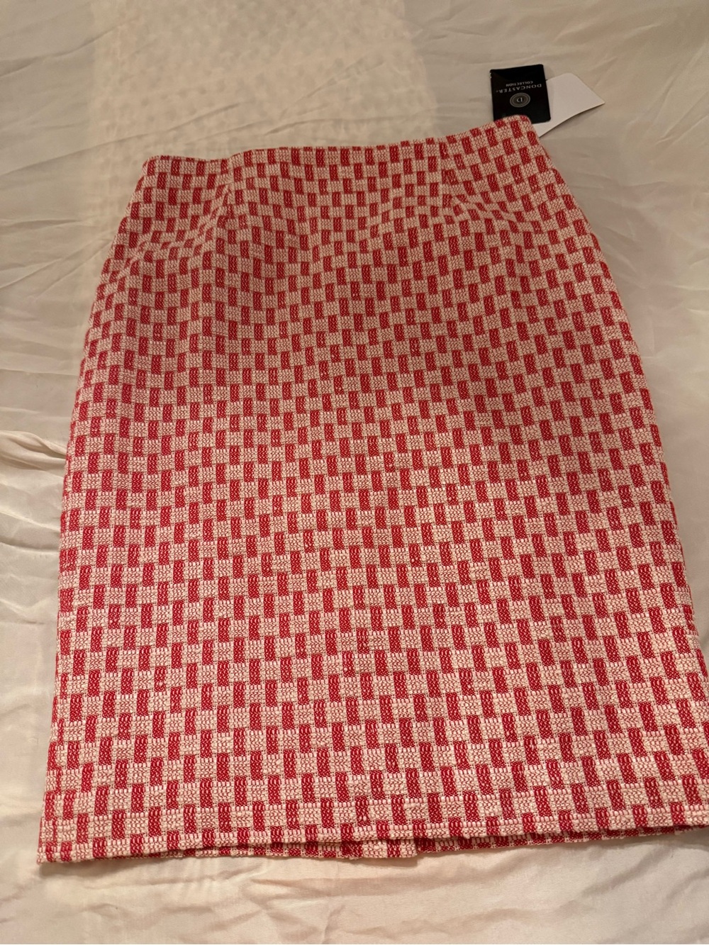 Doncaster Pink and White Checked Pencil Skirt